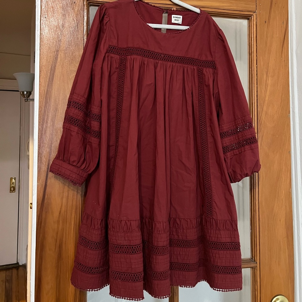 Aritzia Burgundy Babydoll Dress